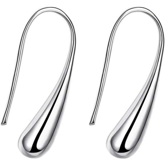 Classic Silver Thread Drop Earrings Teardrop Back Earrings, Metal - Picture 1 of 8